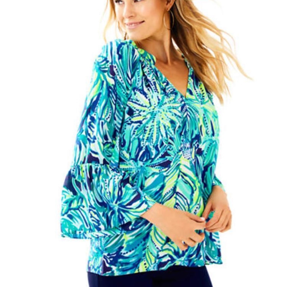 Lilly Pulitzer Matilda Silk Top - Armadillo Dally